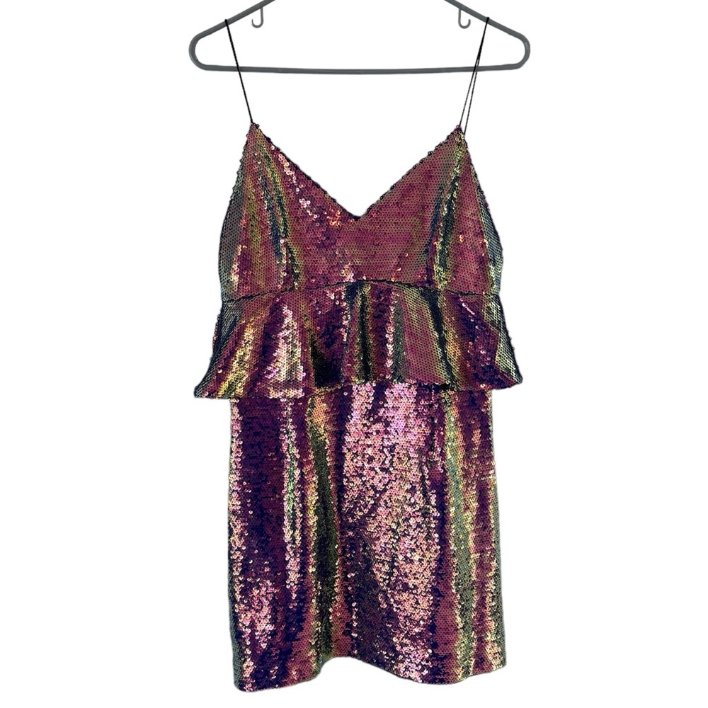 ZARA Rainbow Sequin Mini Dress Sparkle Multi Color Eras Tour